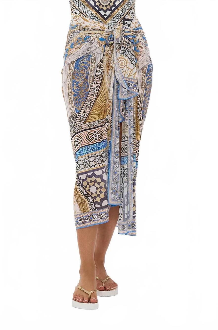 NEW CAMILLA wrap relaxed fit long sarong in make me your mosaic